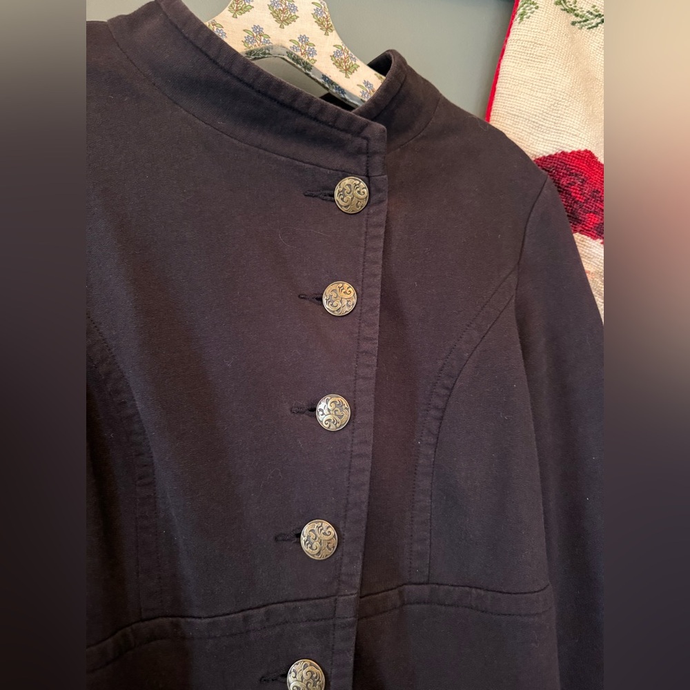 CAbi Military Coat asymmetrical buttons black sz large - Picture 5 of 7